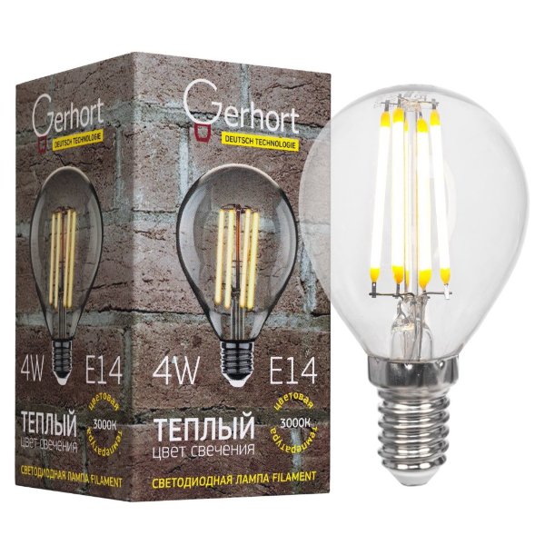 Светодиодная лампа 4W GERHORT G45 LEDFL 3000K E14 — Дзинь ля-ля